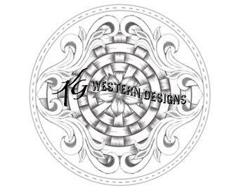Round Purse-Rope Can- Large Circular Basket Weave - Western Scrollwork and Vines- Carving Tracing Design Pattern