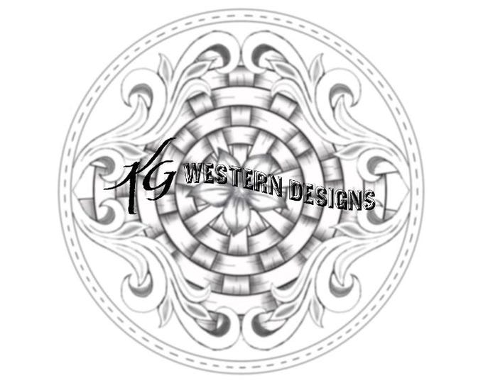 Round Purse-Rope Can- Large Circular Basket Weave - Western Scrollwork and Vines- Carving Tracing Design Pattern