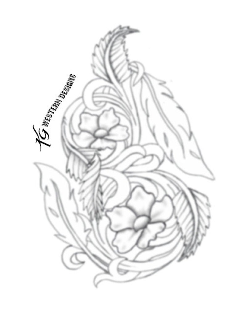 Featherflowersvines 5 Leather Tooling Tracing Design Etsy