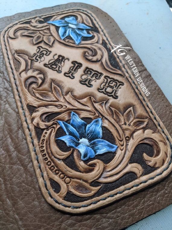 Leather Filigree Western Floral Scrollwork Corner Frame Design