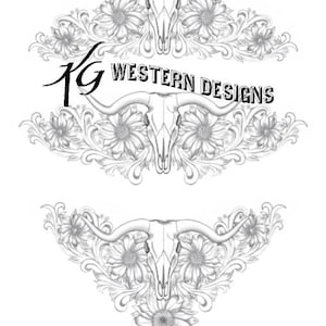 3 Pack Longhorn- Cow Skull -Sunflower Leather Tooling Border Design Pattern