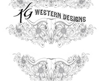 3 Pack Longhorn- Cow Skull -Sunflower Leather Tooling Border Design Pattern