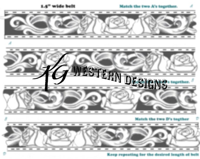 Roses and Vines Leather Belt Tooling Design Pattern Download