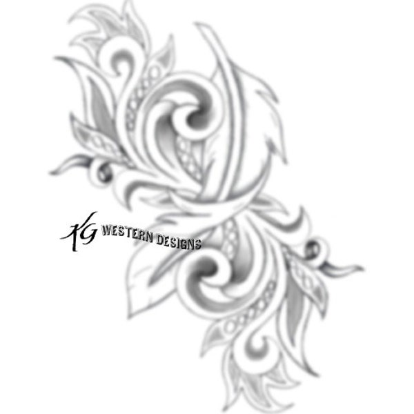 Twisted Feather-&-Vines- Leather Tooling Tracing Design Pattern