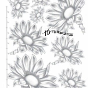 Sunflower Pattern Leather Tooled Tracing Size Pack