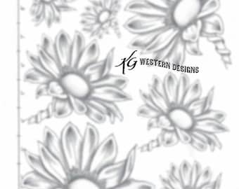 Sunflower Pattern Leather Tooled Tracing Size Pack