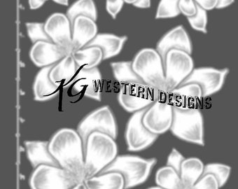 Leather Tooling Rocky Mountain Columbine Flower Floral Tracing Size Pattern Design Pack