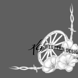 Western Wagon Wheel & Flowers, Barbwire Corner Frame- Leather Tooling Design Carving Tracing Pattern