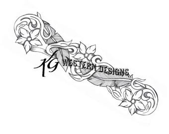 Leather Tooling Feather Flowers And Vines Tracing Design Pattern PDF Download