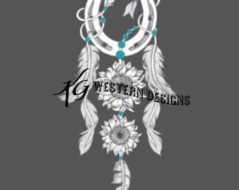 Leather Tooling- Horseshoe and Sunflowers - Flowers - Feathers- Tracing Pattern Design