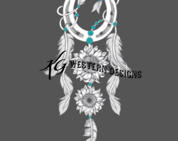 Leather Tooling- Horseshoe and Sunflowers - Flowers - Feathers- Tracing Pattern Design