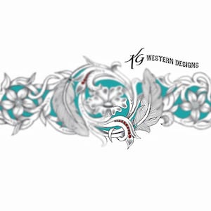 Feathers-Flowers-Vines Leather Tooling Tracing Design Pattern