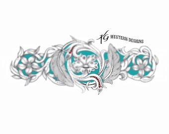 Feathers-Flowers-Vines Leather Tooling Tracing Design Pattern