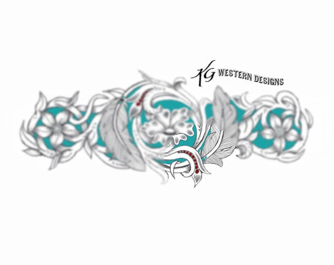 Feathers-Flowers-Vines Leather Tooling Tracing Design Pattern