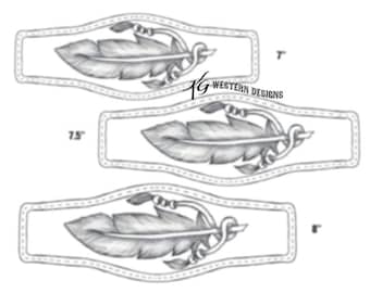 Leather Bracelet-Cuff 3 Sizes Print Out Tooling Feather and Beads Pattern Design
