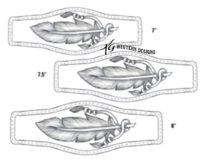 Leather Bracelet-Cuff 3 Sizes Print Out Tooling Feather and Beads Pattern Design