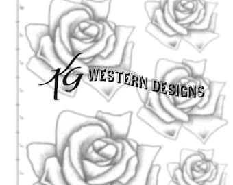 Leather Tooling Blooming Rose Flower Floral Design Tracing Size Pattern Pack
