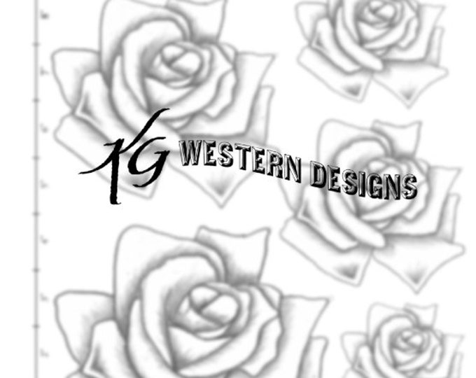 Leather Tooling Blooming Rose Flower Floral Design Tracing Size Pattern Pack