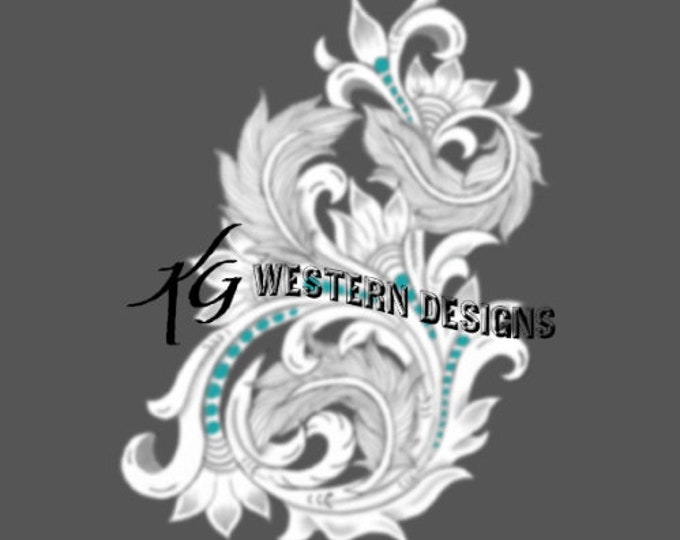 Flowing Feathers-&-Vines- Leather Tooling Tracing Design Pattern