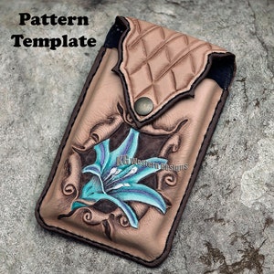 Étui pour téléphone intelligent PDF avec motif en cuir avec conception d'outillage. Instructions de revêtement en option incluses. Étui pour portable en cuir repoussé.