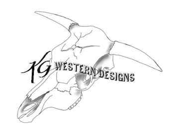 Bull Skull Western Design Carving Leather Tooling Tracing Pattern PDF