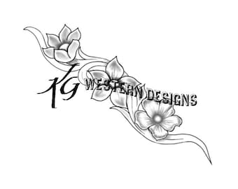 Leather Tooling Design Floral Flowers Vines Tracing Design Pattern