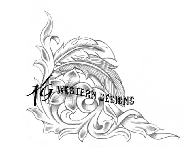 Leather Filigree Western Floral Scrollwork Corner Frame Design Tracing Tooling Pattern