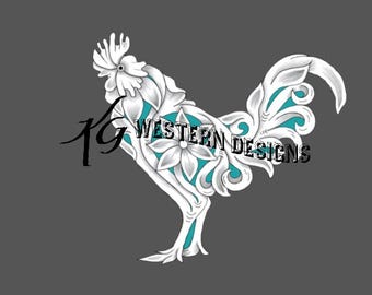 Chicken Shape Filigree Rooster Carving Leather Tooling Tracing Design Pattern PDF