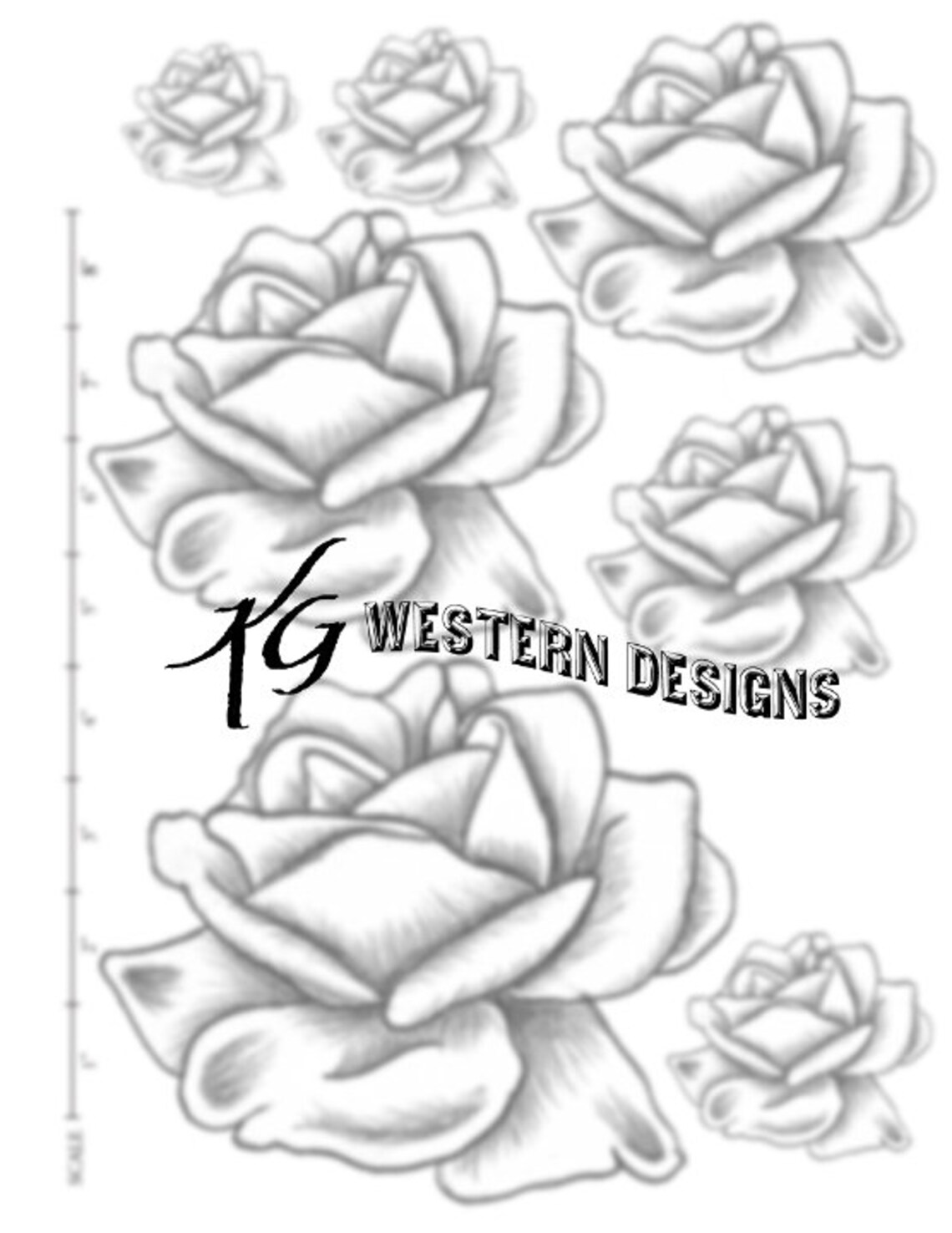 Leather Tooling Blooming Rose Flower Floral Design Tracing Size Pattern ...