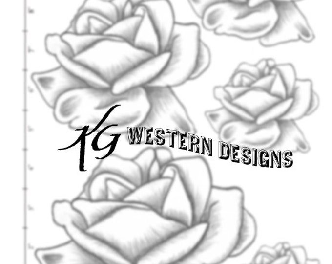 Leather Tooling Blooming Rose Flower Floral Design Tracing Size Pattern Pack