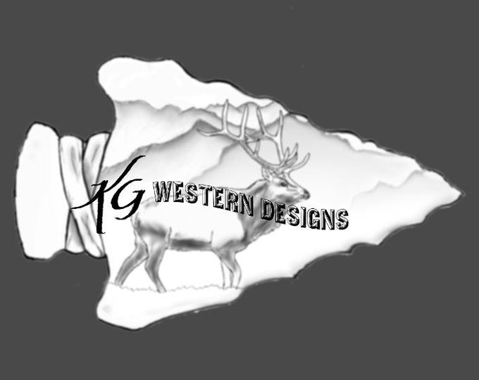 Elk in Mountain Scene, Inside Arrowhead Outline- Design Carving Tracing Pattern