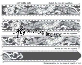 Leather Belt Tooling Sunflower + Feathers- Design Pattern PDF Download