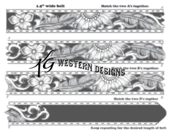 Leather Belt Tooling Sunflower + Feathers- Design Pattern PDF Download
