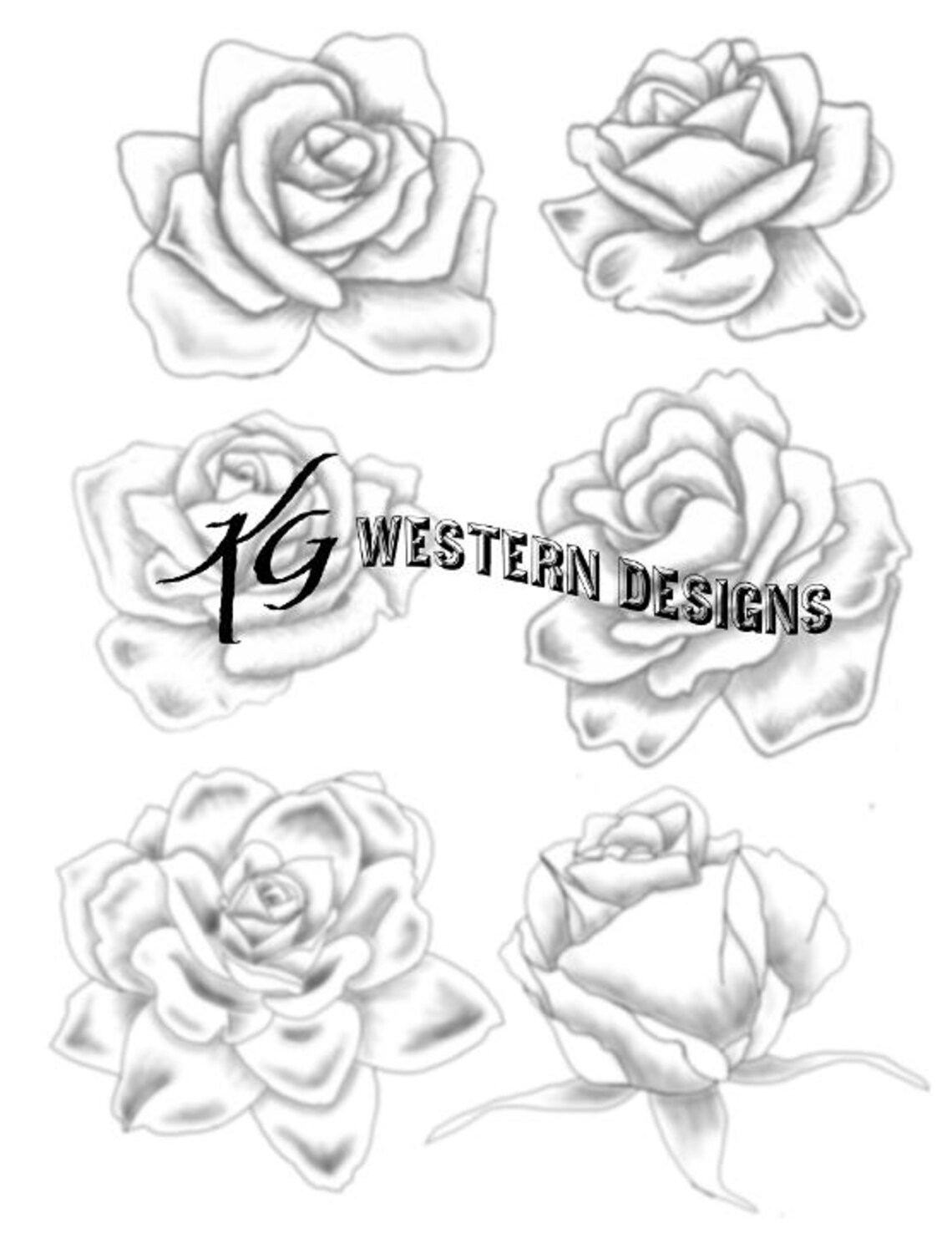 6 Roses - Tracing Flowers - Leather Tooling Pattern Pack PDF - Etsy