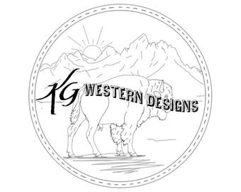 Buffalo and Mountains Sunset Scene Rope Can Round Purse Design Carving Tracing PDF Pattern