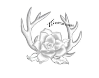 Leather-Tooling-Rose Flower-Antlers- Design Tracing Pattern
