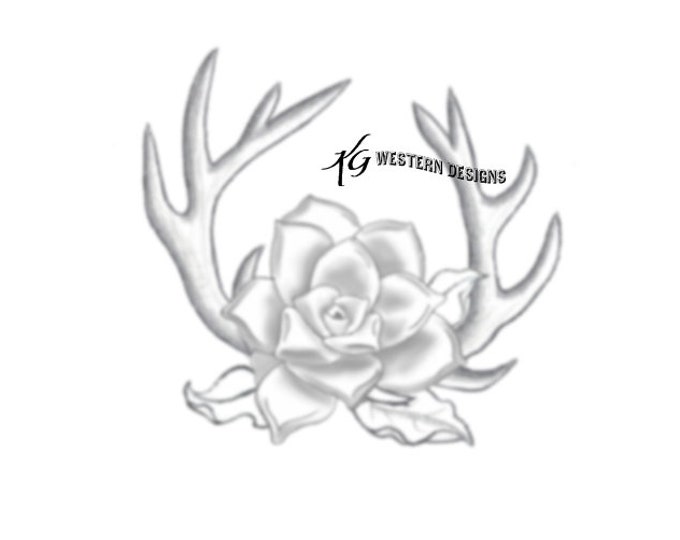 Leather-Tooling-Rose Flower-Antlers- Design Tracing Pattern