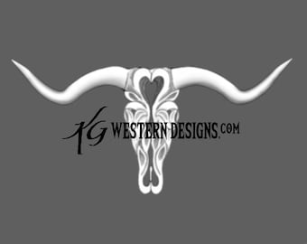 Longhorn Skull -Western Filigree -Leather Tooling, Carving Tracing Design Pattern