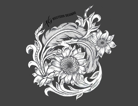 Leather Tooling Feathers-sunflowers-daisy Floral Vines Rope Can Tracing  Design Pattern PDF -  Canada