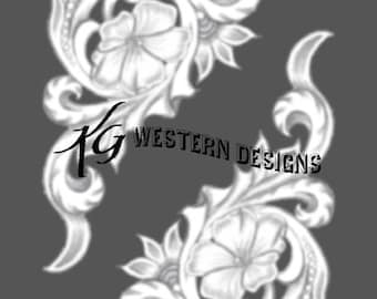 Leather Filigree Western Floral Scrollwork Corner Frame Design Tracing Tooling Pattern