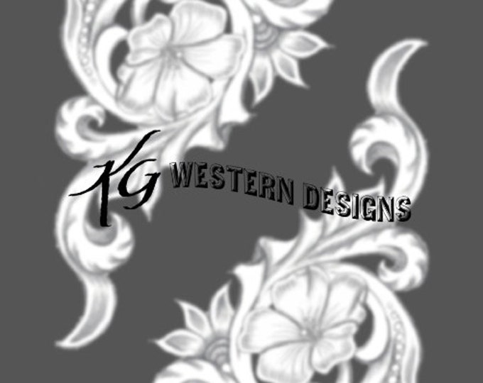 Leather Filigree Western Floral Scrollwork Corner Frame Design Tracing Tooling Pattern