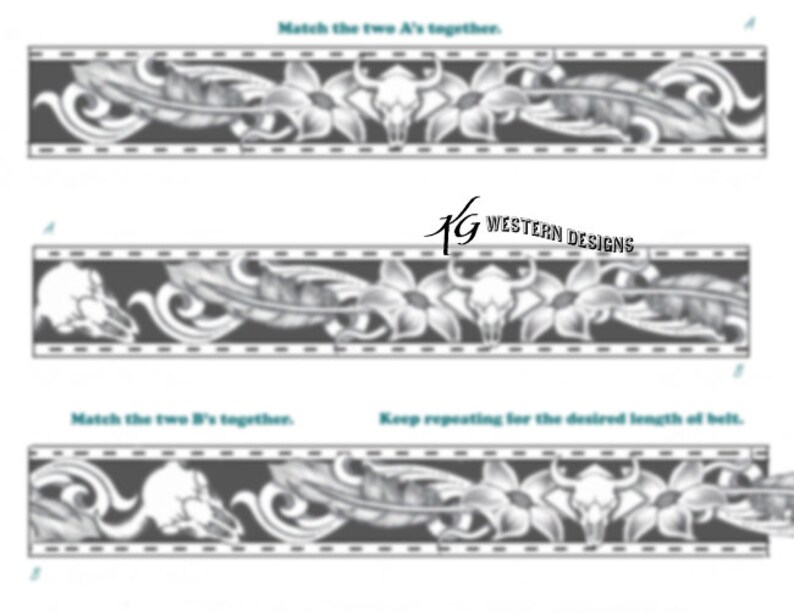Azalea Tooling Pattern 3 Leather Tooling Patterns- PDF Pack- Western Tooling, Cowskull With ...