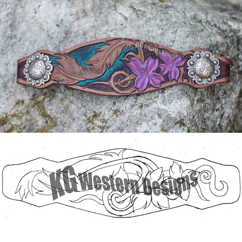 Twisted Feather Floral Tracing Leather Tooling Pattern Design Etsy