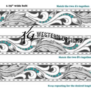 Leather Belt Pattern, Feathers, Vines and Scrolls, Tooling Design PDF Download