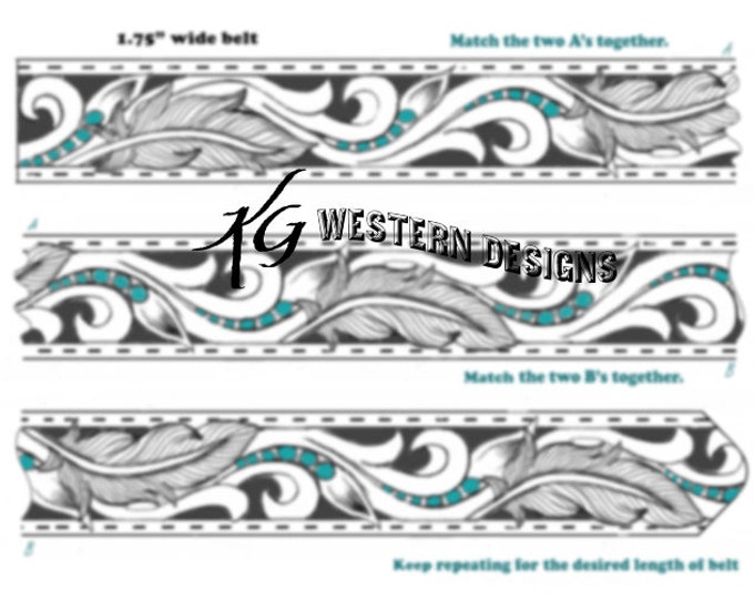 Leather Belt Pattern, Feathers, Vines and Scrolls, Tooling Design PDF Download