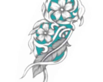 Feather Flowers and Vines Leather Tooling PATTERN