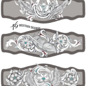 Federn Hufeisen und Blumen Leder Armband Cuff Tooling Pattern Pack