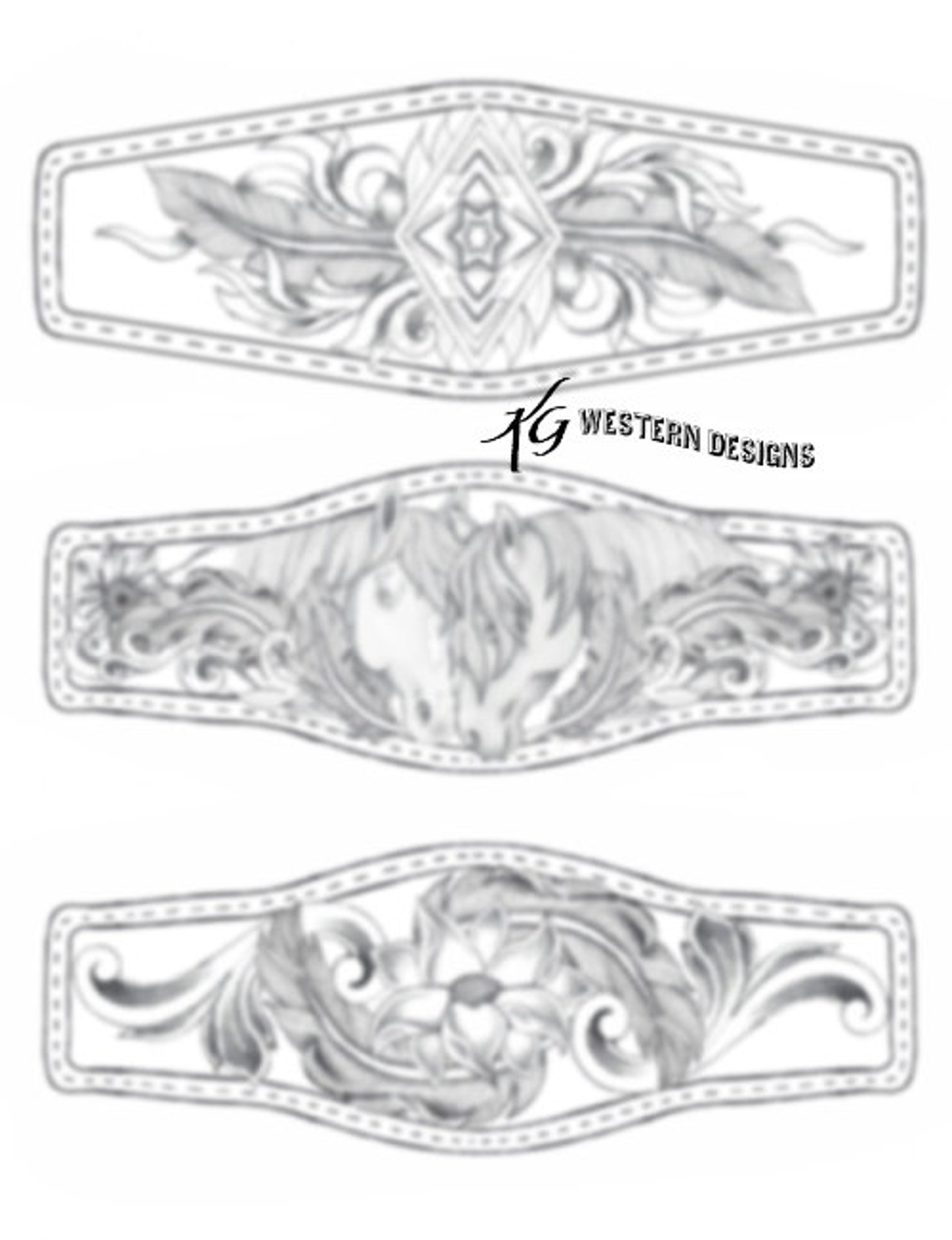 Leather Bracelet/cuff Tooling Pattern Pack 16 Feathers Etsy