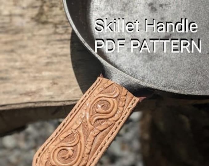 Lodge Dutch Oven Cast Iron Skillet Handle Leather Pattern. 2 PDF Tooling Patterns, 2 Sizes