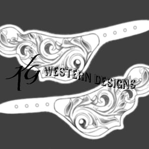 Leather Spur Strap Pattern PDF -Tooling Template- Western Scrollwork Vines Designs